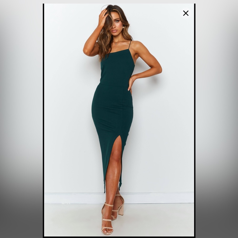 Cecilia Bodycon Midi Dress Emerald - Beginning Boutique